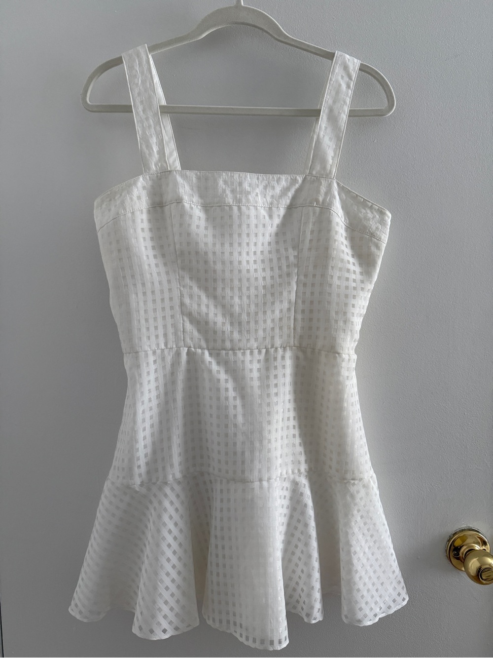 Amanda Uprichard Annalise White Gingham Mini Dress Size Large